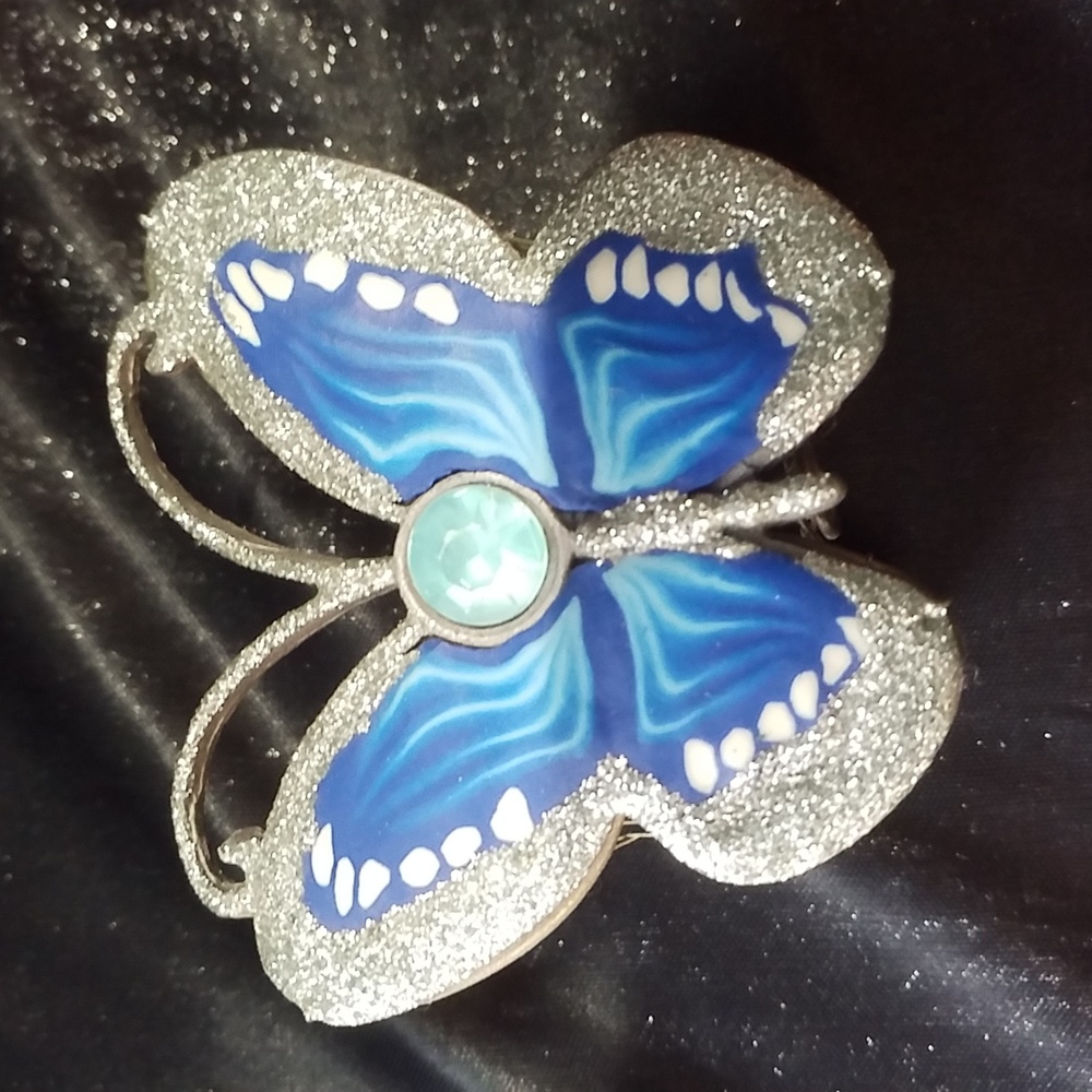 3/$25 CLAIRE'S BUTTERFLY JEWELRY BOX Metal Glitter Ring Holder